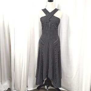 New York & Company Black and White Striped Midi Dress